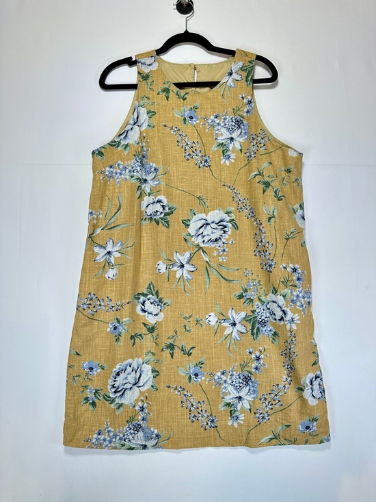 RW&CO. Dresses & Skirts - RW&CO Linen Blend Shift Dress Yellow Floral Sleeveless Pocket Size XL